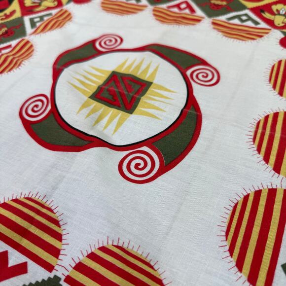 Vintage Bandana 1990s Southwestern Aztec Yellow Red Green White Retro Funky USA - Picture 4 of 7